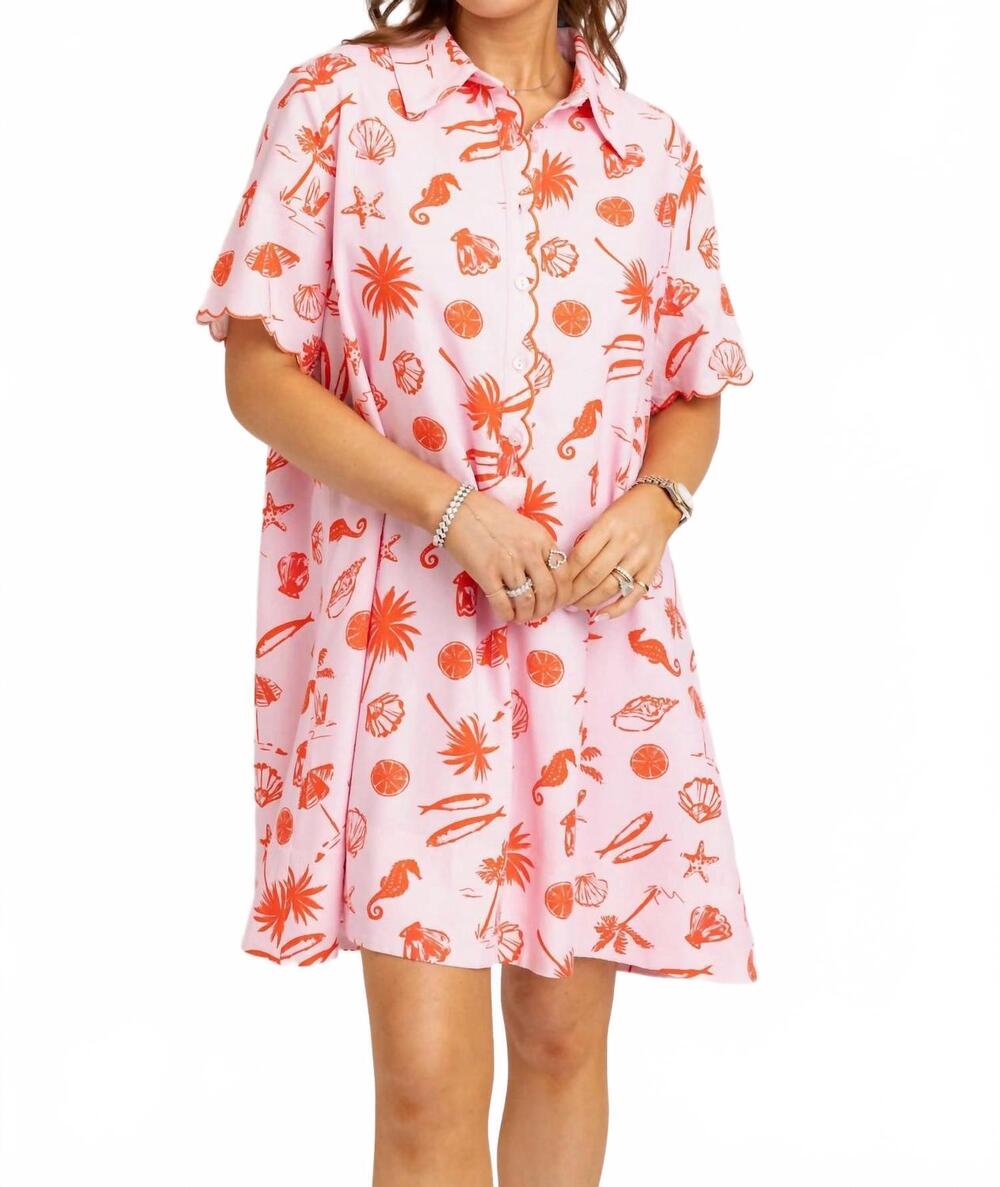 NEW KARLIE pop of vacay scene dress in light pink